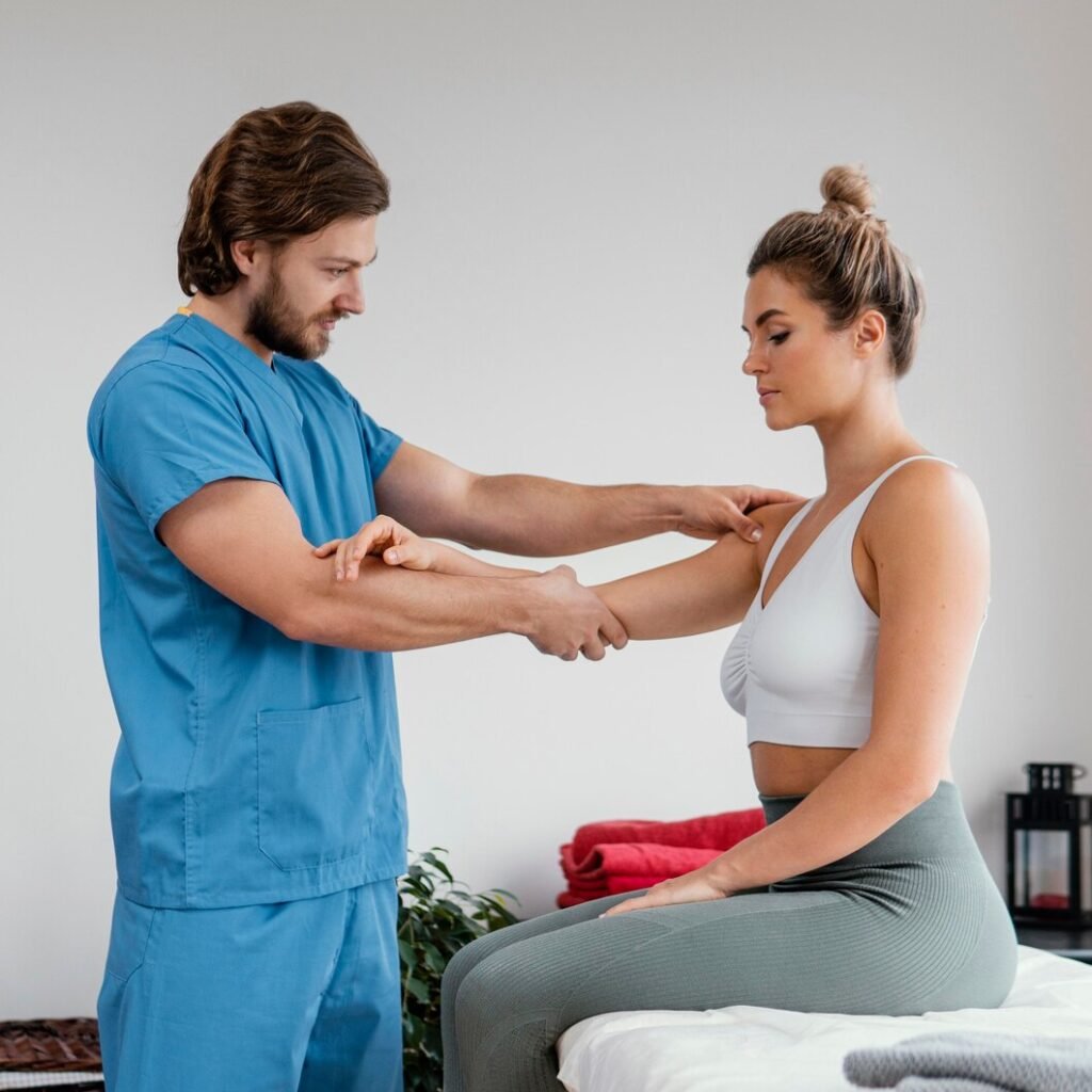Chiropractor performing treatment on a patient